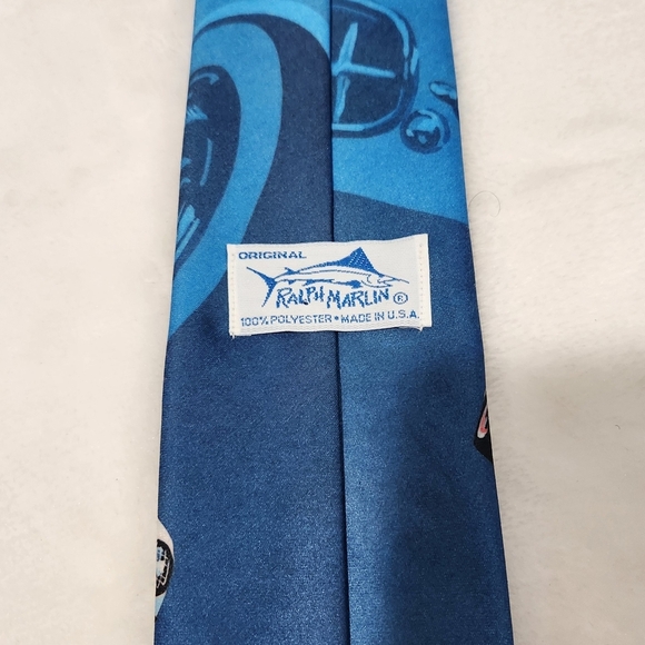 Ralph Marlin 1993 Vintage 53 Blue Chevy Corvette Car Polyster Tie - Picture 7 of 8